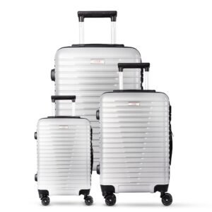 3-piece silver trolley bags with 360° wheels, scratch resistant finish